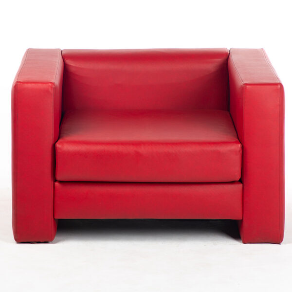 fauteuil simili cuir rouge face location