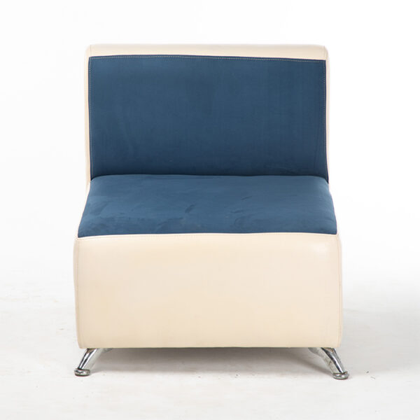 fauteuil bicolore bleu blanc face location