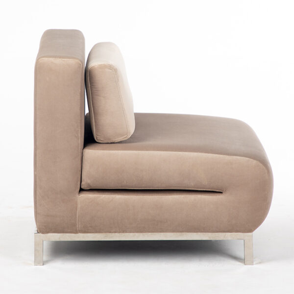 fauteuil solo inox velours beige cote location