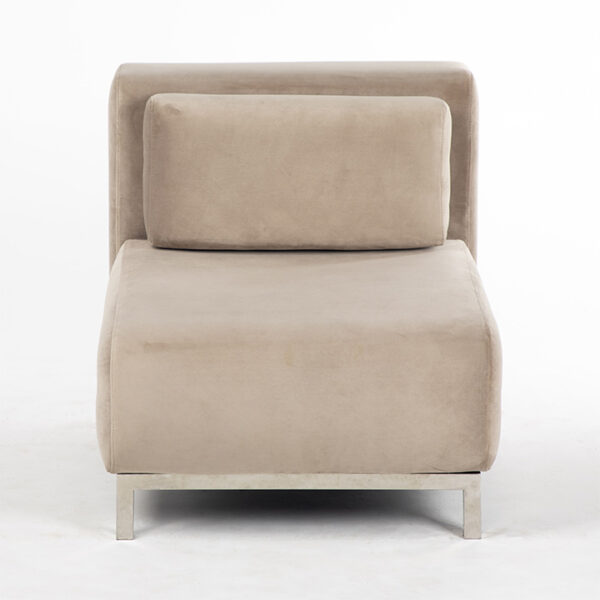 fauteuil solo inox velours beige face location