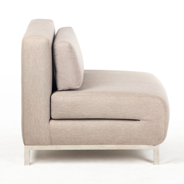 fauteuil solo inox tissu beige cote location