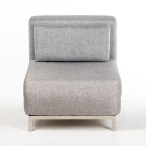 fauteuil solo inox tissu beige face location.