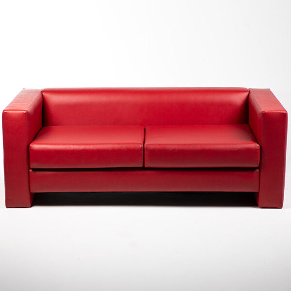 fauteuil 2 places simili cuir rouge face location