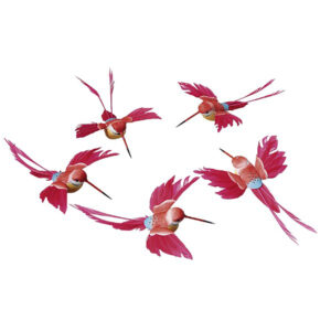 de015 colibris deco rouges 5 pieces location