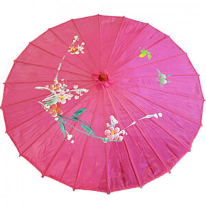 de147 ombrelle chinoise en tissu decoree fushia location