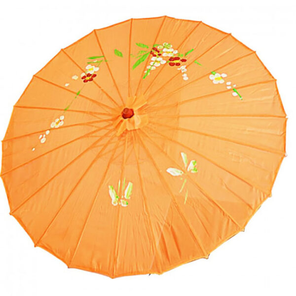 de149 ombrelle chinoise en tissu decoree orange