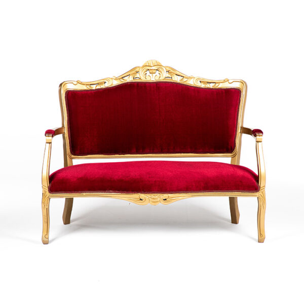 ft201rg fauteuil 2 places baroque tissu velour rouge location face